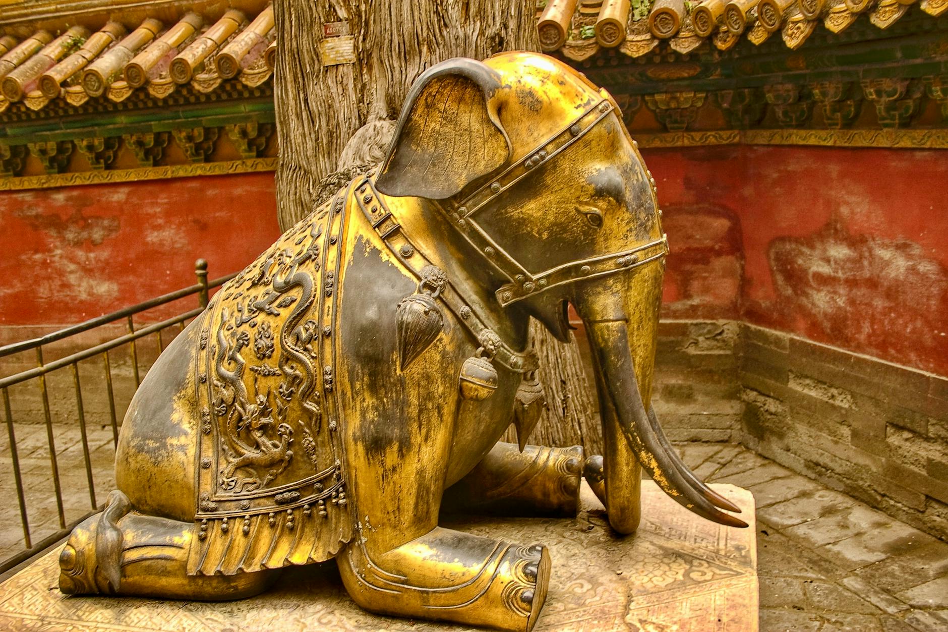 Golden elephant sculpture in Beijing's Forbidden City.