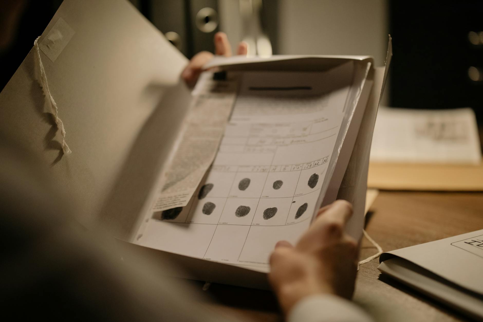 satire-image-22 White House California satire image: Detailed image showcasing a fingerprint document in an open folder, ideal for forensic and legal