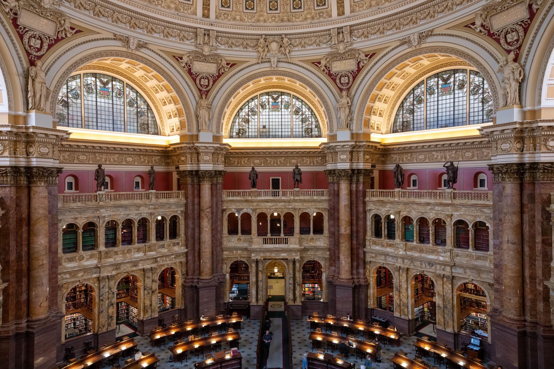 satire-image-28 Congress Dubey satire image: Stunning interior view of the Library of Congress, showcasing intricate architecture and grand design.