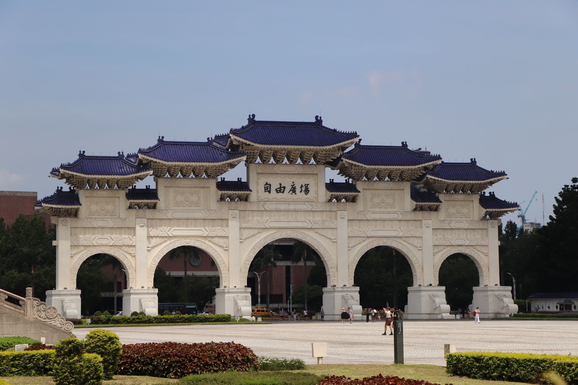 satire-image-69 White House Asks satire image: Impressive view of the Liberty Square Archway in Taipei under clear skies.